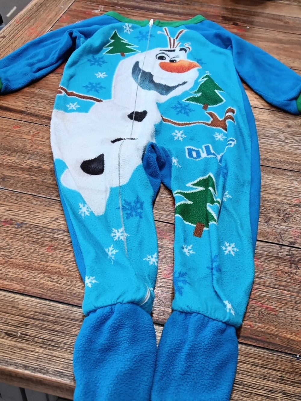 Disney Blue Kids One-Piece Fleece Pajamas with Snowman Design